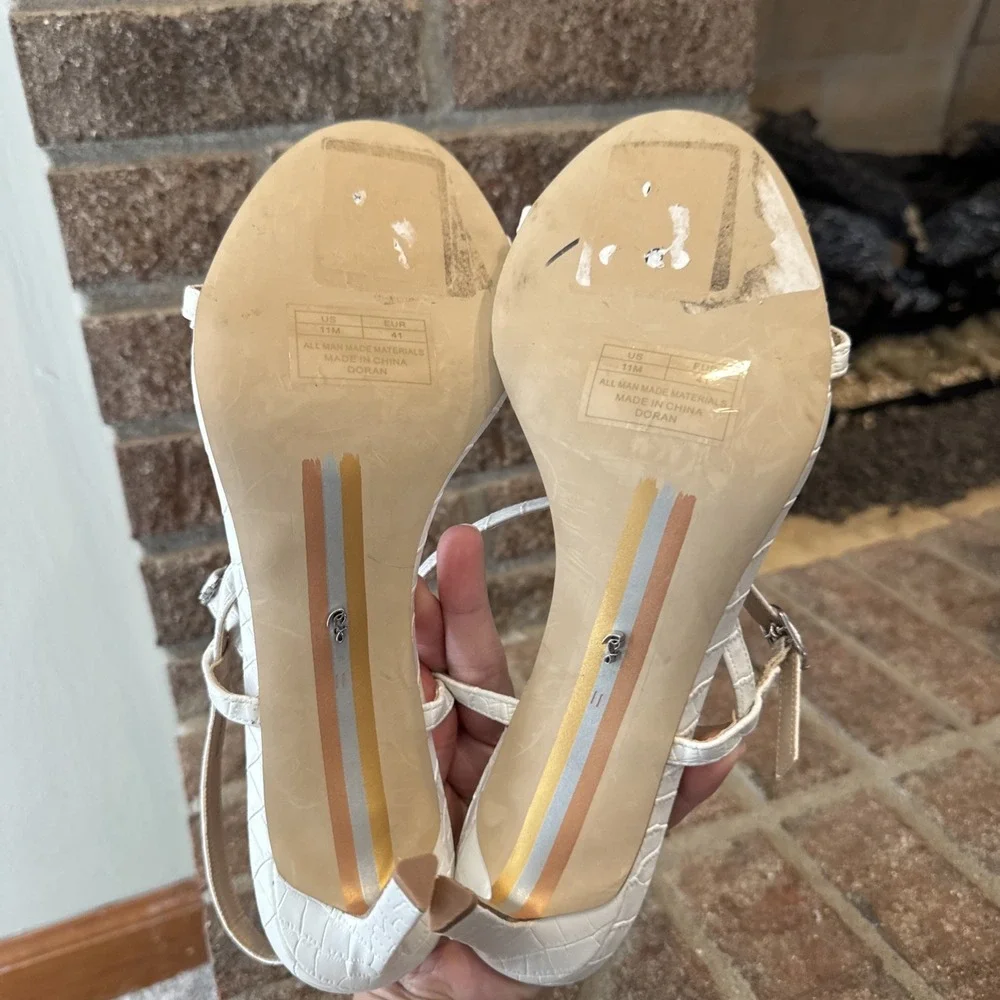 Sam Edelman Doran Strappy Sandal‎ Ivory Cream White Croc Women Size 11 #149